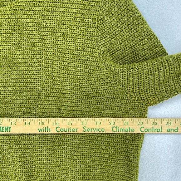 CONCEPT WOMAN Sweater 1X Ramie Cotton Crochet Jumper 3/4 Sleeve Pullover Green - Picture 9 of 11